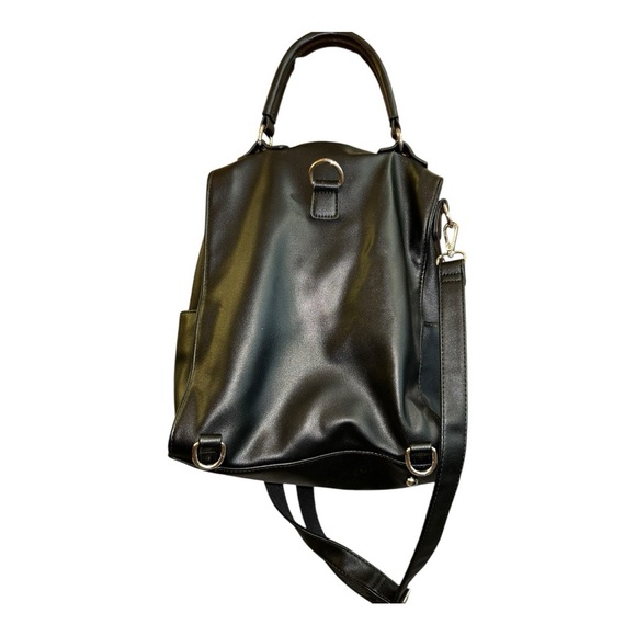 Moda Luxe Convertible Black Leather Backpack - Picture 1 of 10